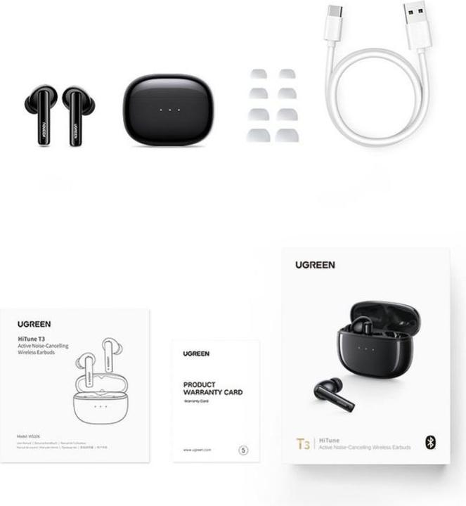 Actual product image Ugreen Wireless Headphones HiTune T3 ANC (Black) (24 h, Wireless)