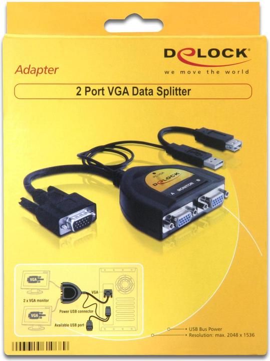 Actual product image Delock VGA Splitter 2-Port, USB Power