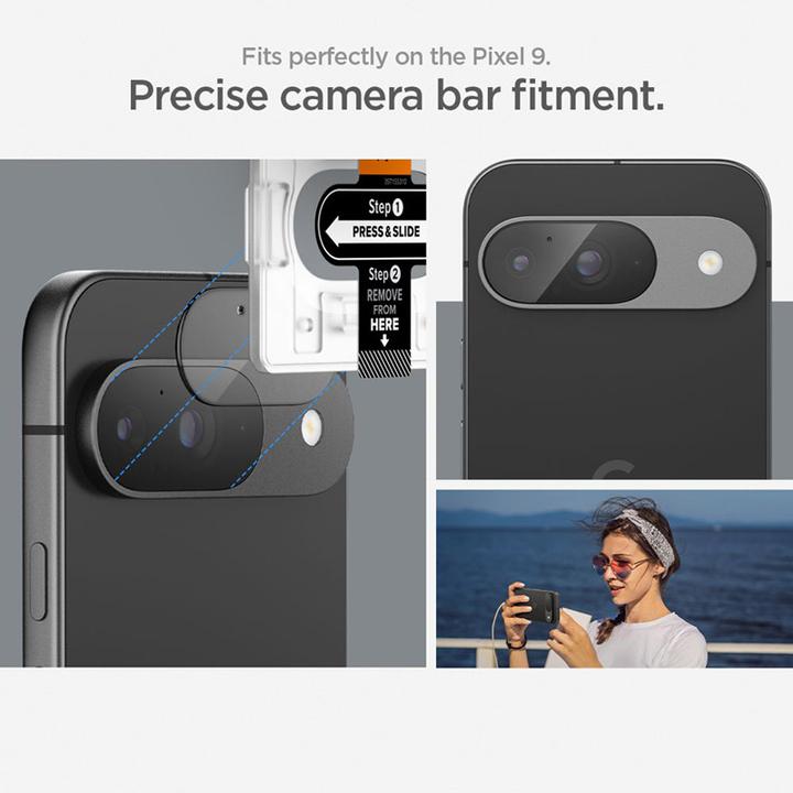 Actual product image Spigen EZ Fit Tempered Glass Camera Protector Google Pixel 9 2-Pack (2 Piece, Google Pixel 9)