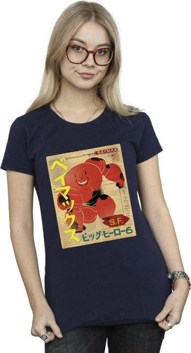 Actual product image Disney Womens/Ladies Big Hero 6 Baymax Baymax Newspaper Cotton T-Shirt (XXL)