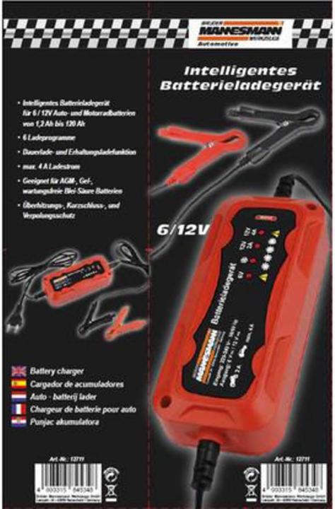 Image du produit Mannesmann Chargeur de batterie automobile (6V, 12V, 4 A)
