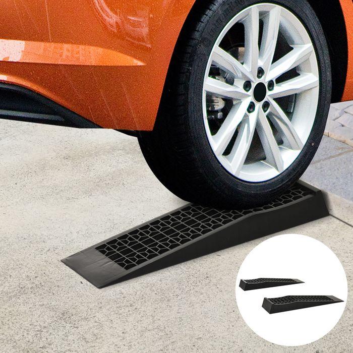 Actual product image Swisshandel24 2 Drive-on ramp, sleeper ramp, kerb ramp, rubber ramps, PP, black, 70 x 20 x 8 cm
