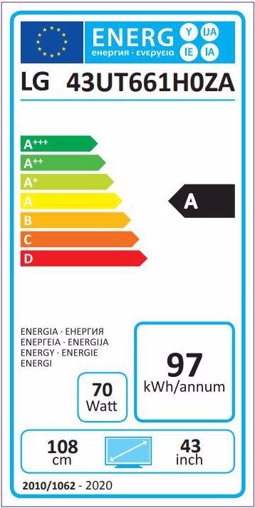 Energy Label LG 43UT661H (43", LED, 4K, 2019)