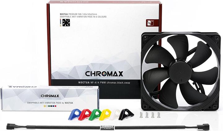 Actual product image Noctua NF-A14 PWM chromax.black.swap (140 mm, 1 x)