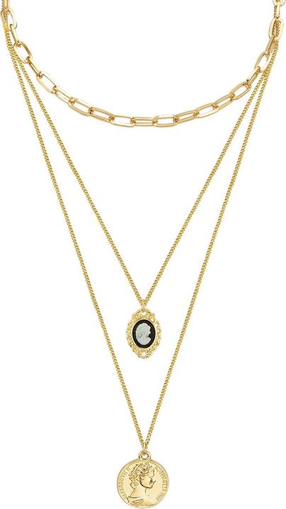 Image du produit Lulu & Jane Médaillon/pièce de monnaie pour dames métal alliage acrylique or jaune chaîne de base de 60,0 cm + (Alliage métallique, 60 - 65 cm)