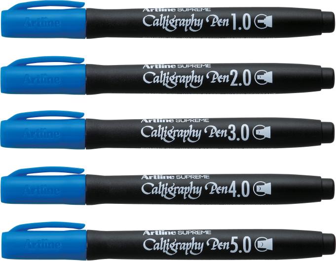 Actual product image Artline Supreme Calligraphy Pen 5/set blue (Blue)