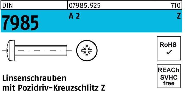 Productafbeelding Ovaalkopschroef DIN 7985 met kruisgleuf PZ M 2,5 x 6 -Z A 2 (1000 Schroeven per stuk)