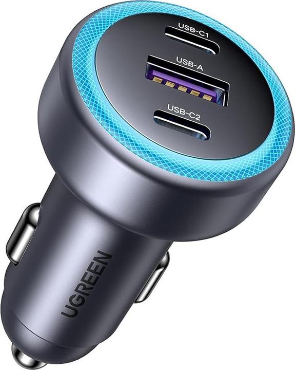 Ugreen Car Charger, EC307, USB + 2X USB-C, 30W (black)
