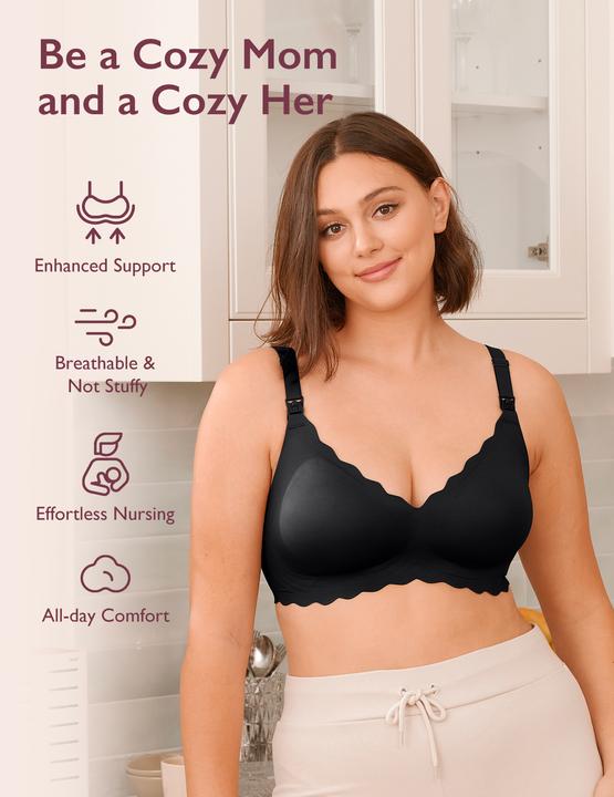 Image du produit Momcozy YN46 Soutien-gorge d'allaitement sans couture à motif floral Noir M (M)