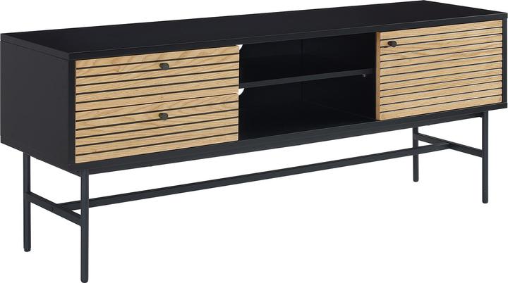 Image du produit SalesFever Buffet bas en placage bois véritablex60 noir (150 x 40 x 60 cm)