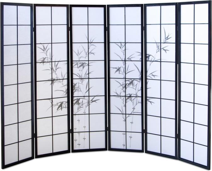Actual product image Homestyle4u 6pcs Paravent Room Divider Bamboo Pattern Black