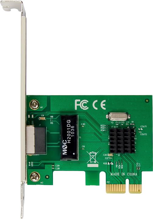 Actual product image InLine Gigabit network card, 1x RJ45 1Gb/s, PCIe x1, incl. low profile slot bracket (PCIe)