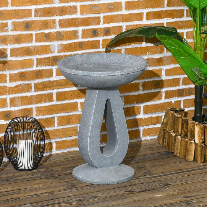 Image du produit Swisshandel24 Vogeltränke, Vogelbad mit Ständer, Stein-Look, Grau