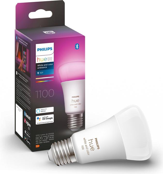 Immagine prodotto Philips Hue White & Color Ambiance BT (E27, 11 W, 1100 lm, 1 x, F)