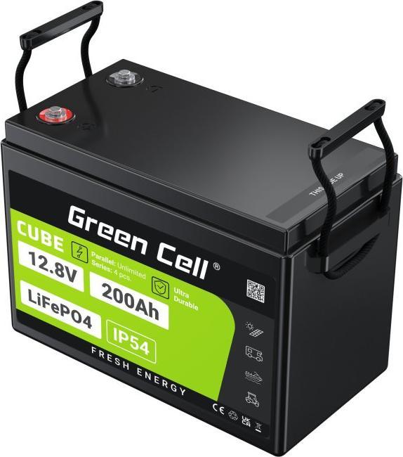 Image du produit GreenCell Green Cell CUBE LiFePO4 battery 200Ah 12.8V 2560Wh lithium iron phosphate battery for motorhomes, so (12.80 V, 200 Ah)