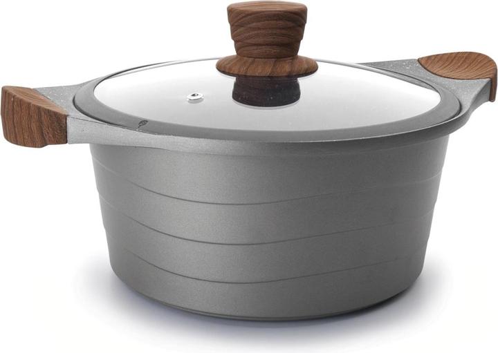 Immagine prodotto Lacor Teglia Stilo con coperchio in vetro in alluminio fuso D28cm (28 cm, Casseruola con manico, Alluminio pressofuso)