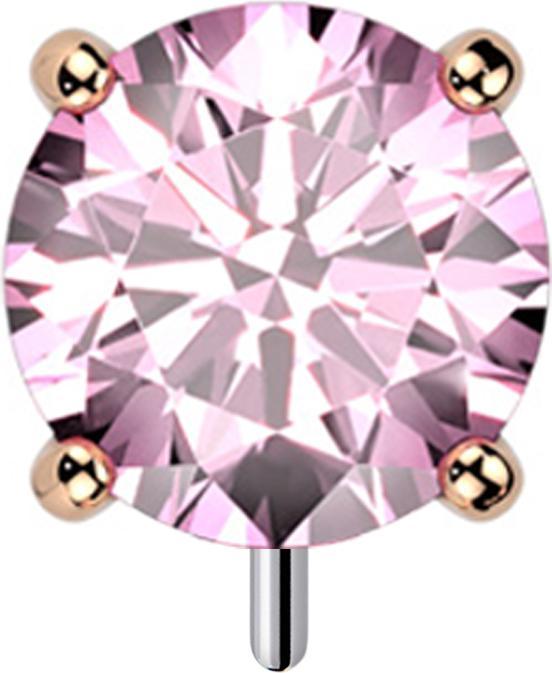 Star Piercing Threadless rosegold dick front mit Kristall pink gefasst (ohne Messing, Titan G23)