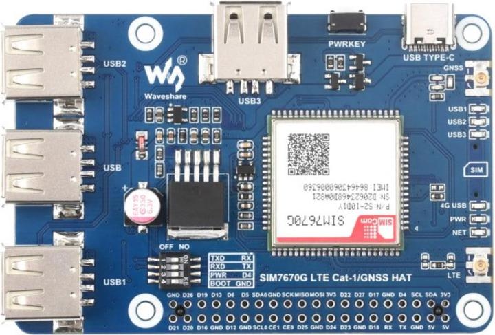 Immagine prodotto WaveShare SIM7670G HAT 4G LTE/GPS per Raspberry Pi