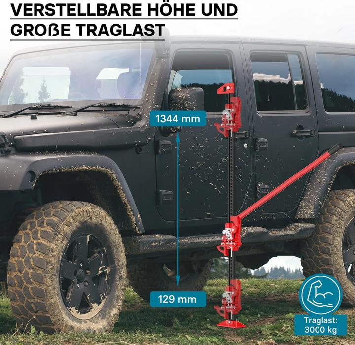 Produktbild Wiltec Farm Jack Wagenheber 150cm 60" 3000kg Offroad Geländewagen Stockwinde ATV Heber