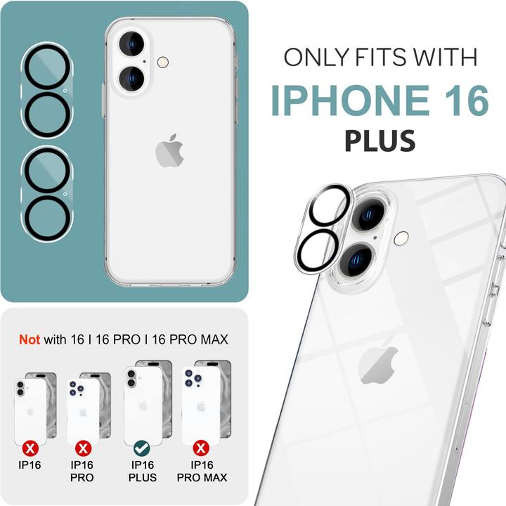 Image du produit Nalia 2x verre de protection de la caméra (2 pièce(s), Apple iPhone 16 Plus)
