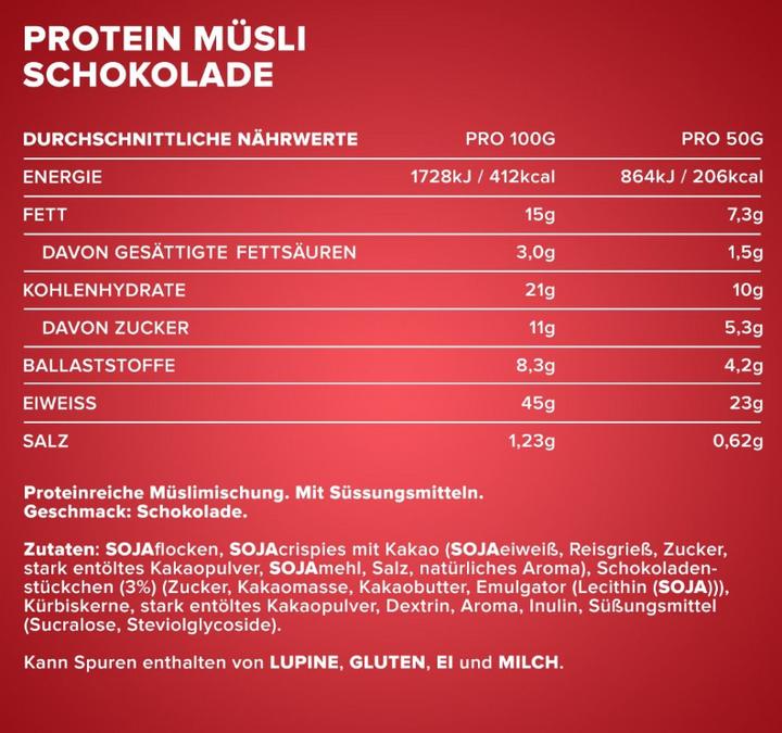 Nährwerte und Zutaten IronMaxx Protein Müsli (2000g Beutel) (2000 g)