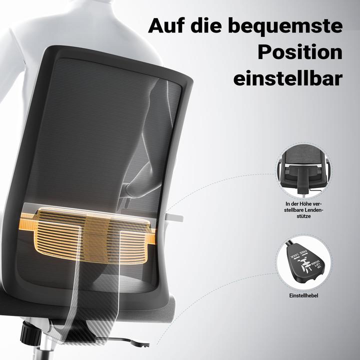 Image du produit Wiltec Chaise de bureau ergonomique avec soutien lombaire 120 kg Chaise de bureau