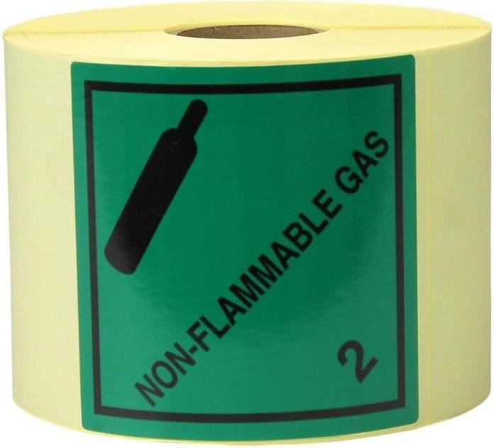 Produktbild Transpak Etiketten Masse 100x100mm Papier grün Aufdruck Non Flammable Gas