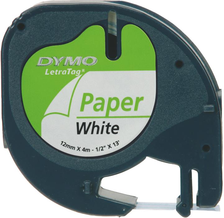 Dymo Papierband schwarz auf weiss (1.20 cm, Weiss)