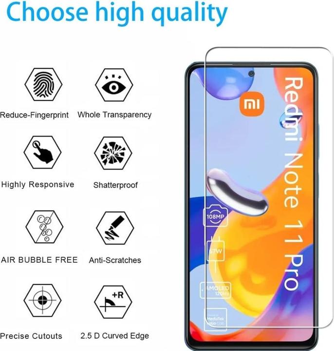 Actual product image Screenguard Xiaomi Redmi Note 11 Pro Protective Glass Film Case Friendly Design (1 Piece, Xiaomi Redmi Note 11 Pro)