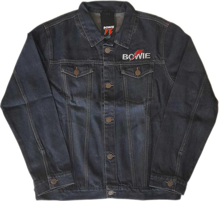 Actual product image David Bowie Unisex Adult Flash Back Print Logo Denim Jacket (M)
