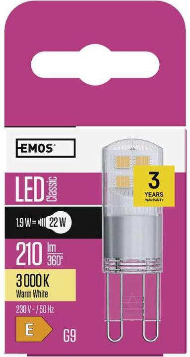 Produktbild Emos LED Lampe Classic JC / G9 / 1,9 W (22 W) / 210 lm / Warmweiss (G9, 1.90 W, 210 lm, 1 x, E)