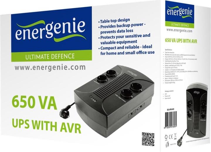 Produktbild Gembird EnerGenie EG-UPS-001 (650 VA, 390 W, Line-Interaktiv USV)