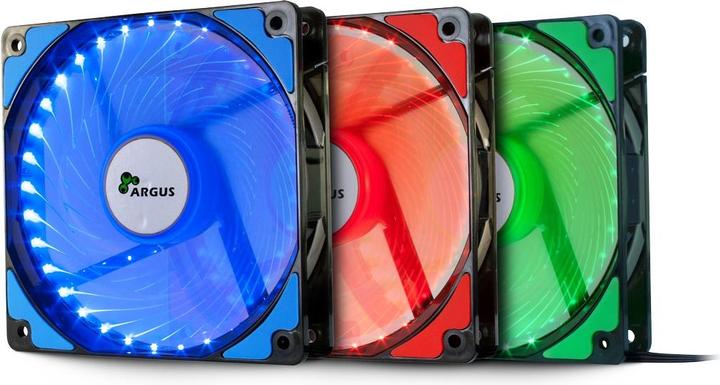 Actual product image Intertech L12025 - 120mm fan - green 1200rpm 33 LED spiral effect rubberized pads fluid sleeve bearing... (120 mm, 1 x)