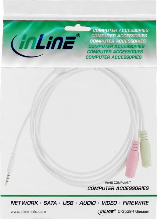 Image du produit InLine Câble adaptateur pour casque audio (1 m, Jack 3,5 mm (AUX), RCA)