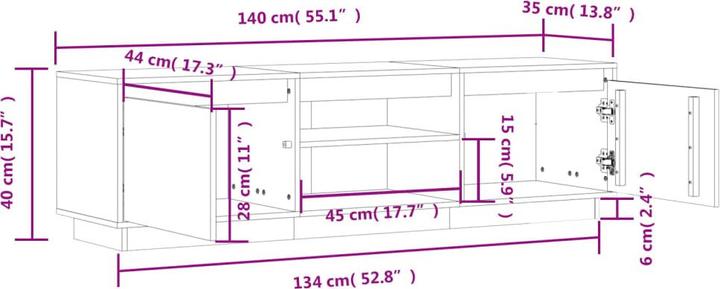 Produktbild VidaXL TV-Schrank 140x35x40 cm Massivholz Kiefer,Material (140 x 35 x 40 cm)