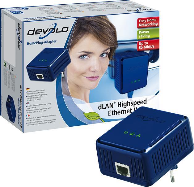 Actual product image Devolo dLAN Highspeed Ethernet II adapter, 85 Mbps (RJ45)