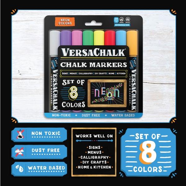 Actual product image VersaChalk - Neon liquid chalk marker set of 8 with 5 mm tip (Multicoloured, 5 mm, 8 x)