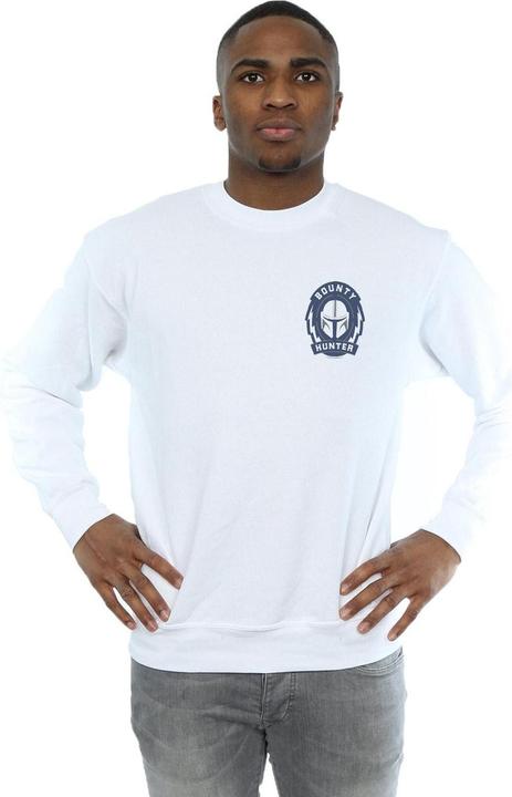 Actual product image Star Wars Mens The Mandalorian Bounty Hunter Badge Breast Print Sweatshirt (L)