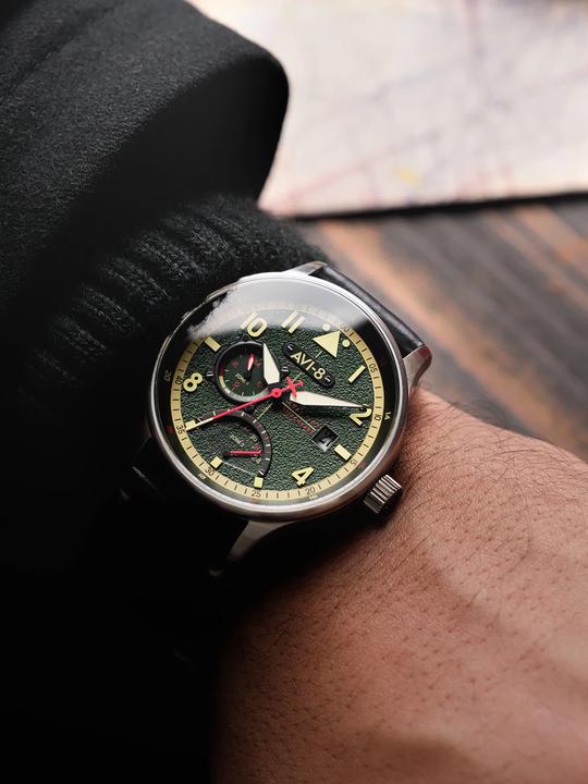 Actual product image AVI-8 AV-4101-0A Hawker Hurricane McKellar Dual Time (Pilot watch)