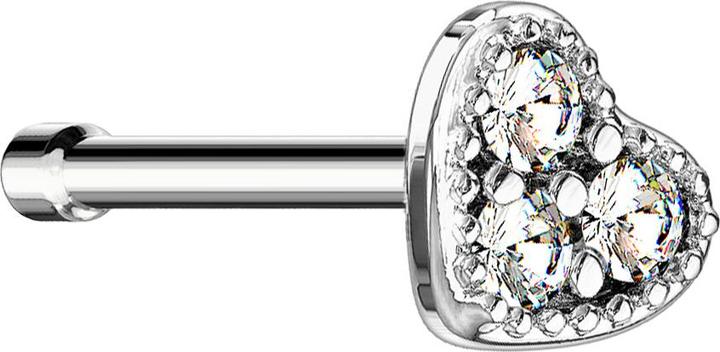 Produktbild Star Piercing Nasenstecker gerade silber Herz Kristall silber (Chirurgenstahl 316L, Messing)