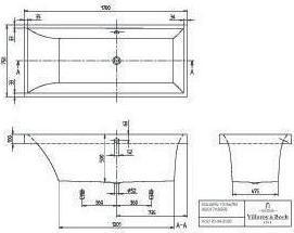 Actual product image Villeroy & Boch V&B built-in bath SQUARO R-corner1700x750mm white (195 l, 170 cm, 75 cm)