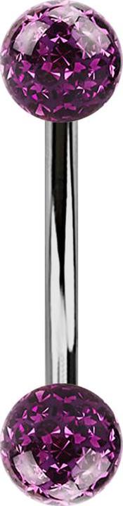 Produktbild Star Piercing Banane silber mit zwei Kristallkugeln violett Epoxy Schutzschicht (ohne Messing, Titan G23)