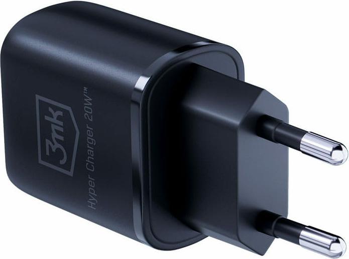 Produktbild 3MK HyperCharger 20W 1xUSB-C + 1xUSB-A ładowarka sieciowa PD/QC czarna/black (20 W)