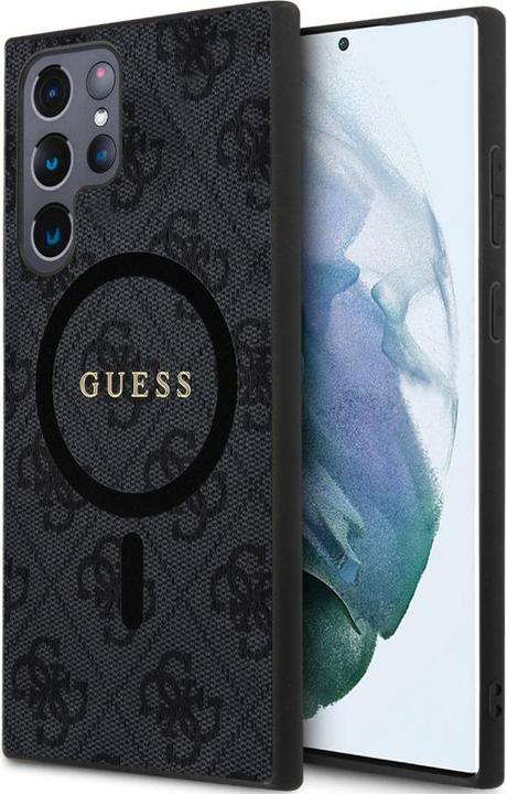 Actual product image Guess case for S24 Ultra S928 GUHMS24LG4GFRK hardcase 4G Collection Leather Metal Logo MagSafe black (Samsung Galaxy S24 Ultra)