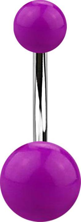 Star Piercing Banane silber mit zwei Kugeln violett (Acryl, ohne Messing, Chirurgenstahl 316L)