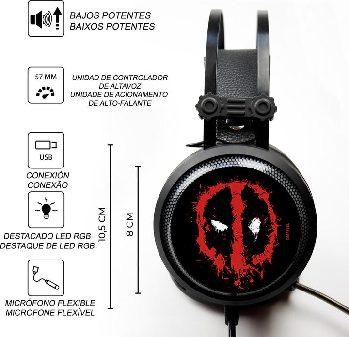 Produktbild Disney Auriculares Gaming Deadpool Marvel Negro