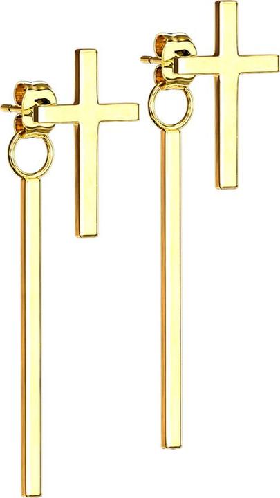 Star Piercing Ohrstecker vergoldet Kreuz Anhänger Balken (ohne Messing, Chirurgenstahl 316L)