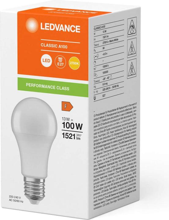 Image du produit Ledvance LED CLA100 13W (E27, 13 W, 1521 lm, 1 x, F)