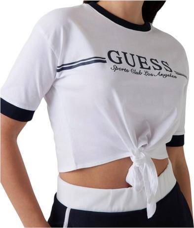 Guess Damen Knoten T-Shirt Weiss