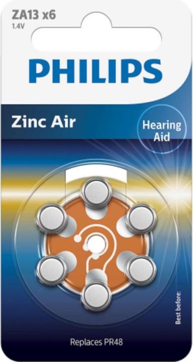 Actual product image Philips Hearing aid battery ZA13 6 pieces (6 pcs., ZA13 GP, 280 mAh)
